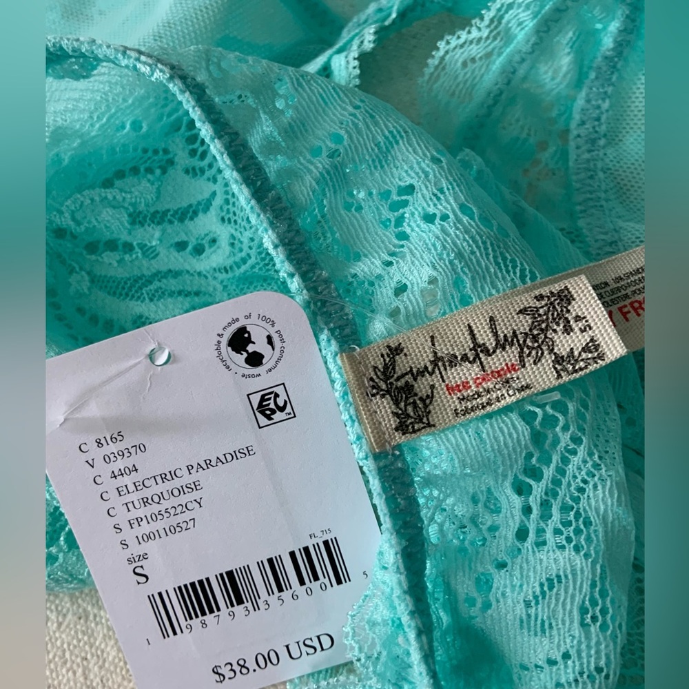 Free People Intimately ~ Last Dance Halter Bralette Electric Paradise/Turquoise - Picture 5 of 11